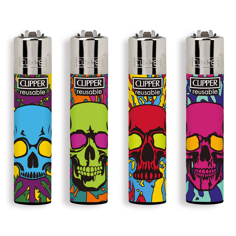 Accendino Clipper Large Colorful Skulls 1 x 48pz - Clicca l'immagine per chiudere