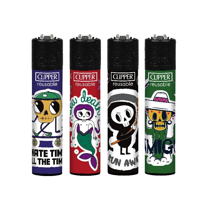 Accendino Clipper Large Sticker Skulls x 48pz