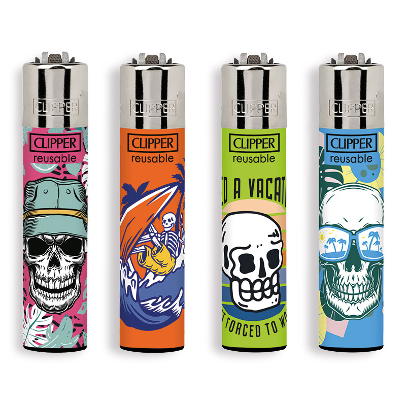 Accendino Clipper Large Vacay Skulls x 48pz