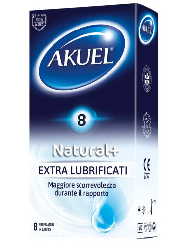 Akuel Natural+ Extra Lubrificati 8pz Farmacia