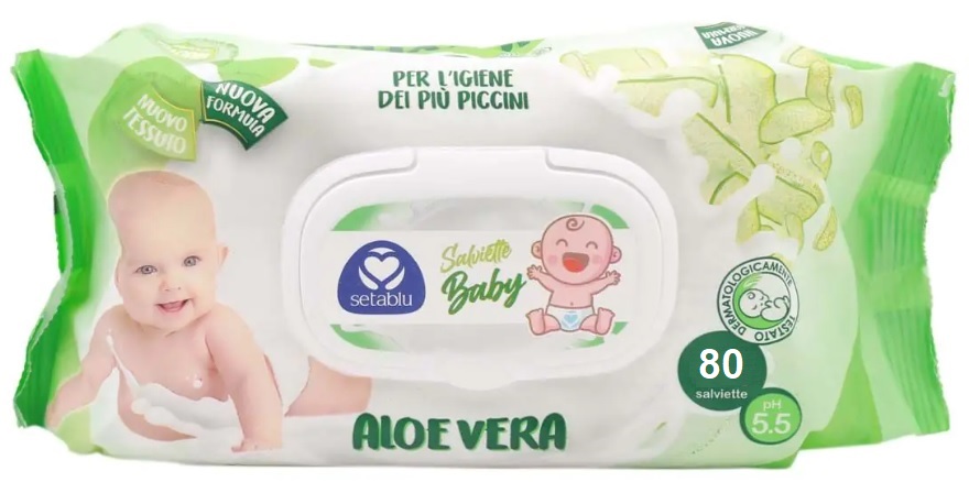 Salviette Imbevute Setablu Baby Aloe Vera 80pz